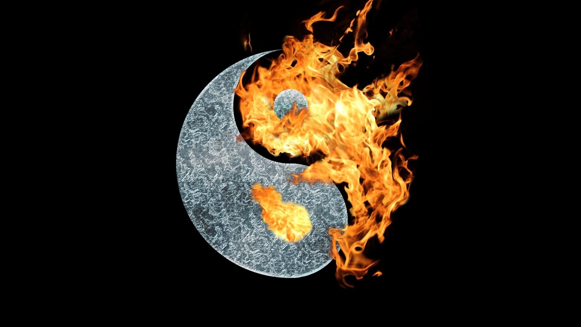 Yin yang symbol fire wallpaper 1920x1080 70897 WallpaperUP