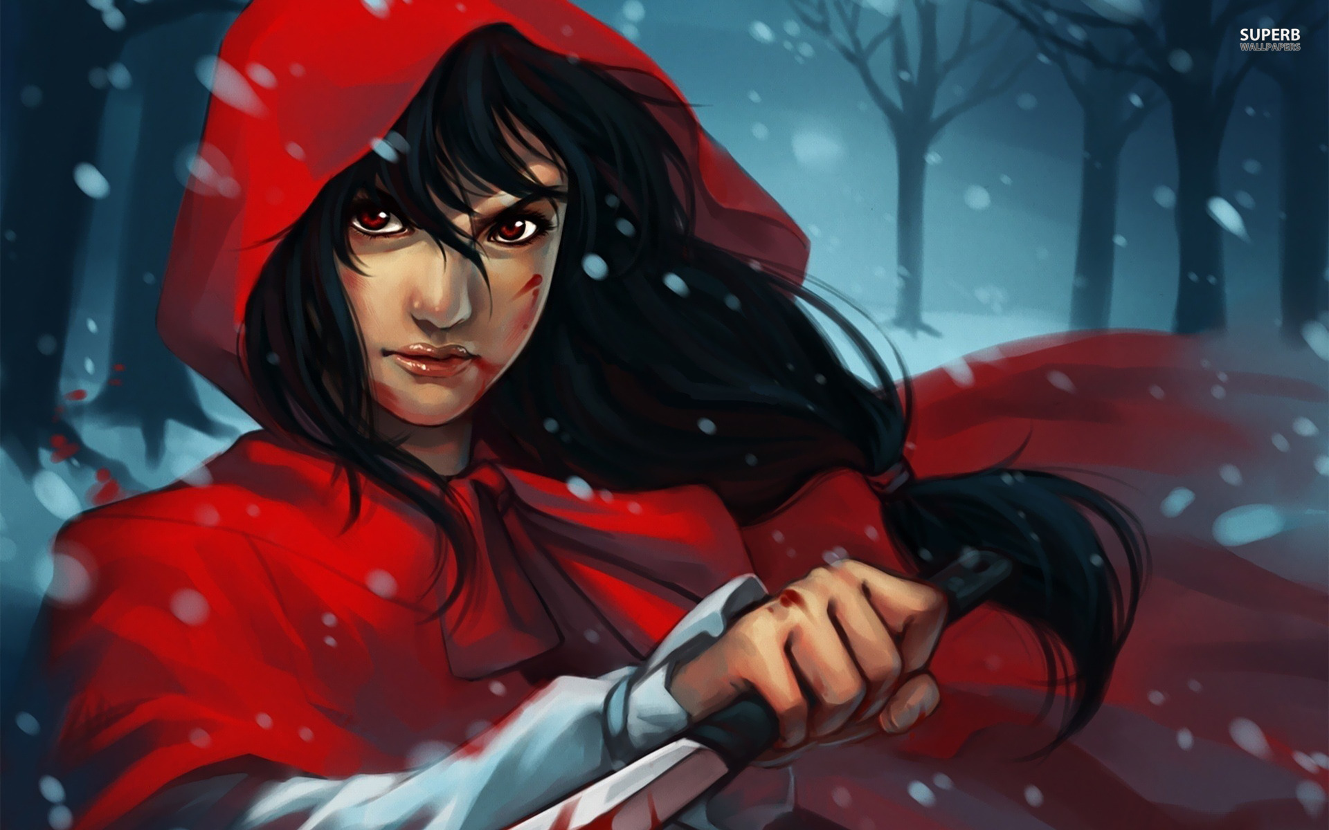 Aggressive Red Riding Hood HD Wallpaper Background
