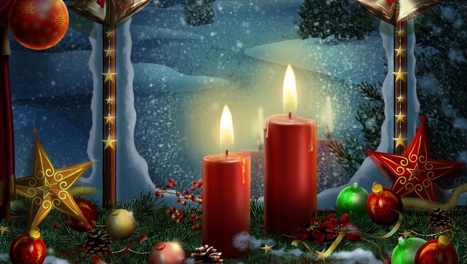 Wallpaper New Year Holiday Candles Postcards