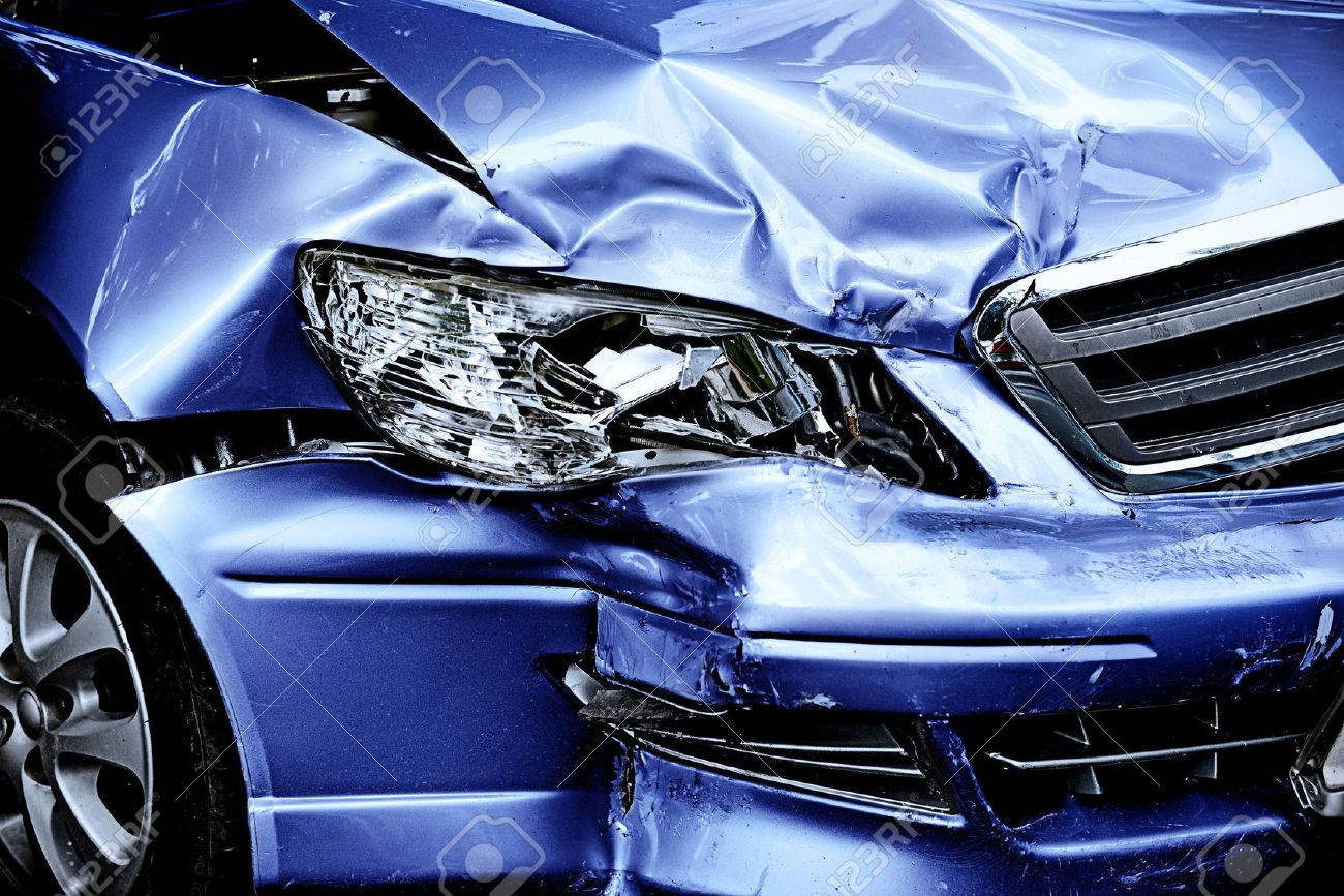 Blue Car Crash Background Stock Photo Picture And Royalty Free