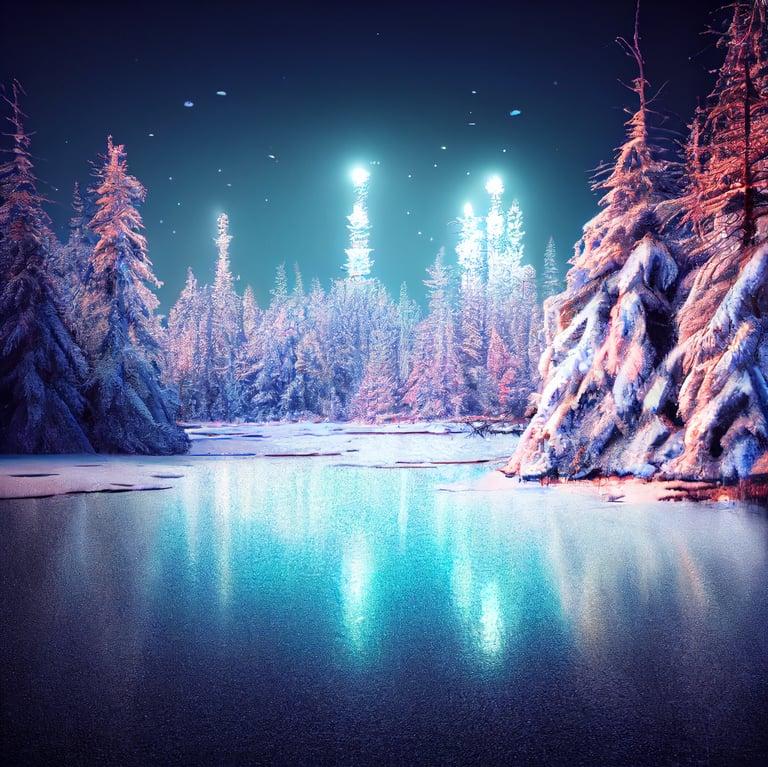 Prompthunt Award Winning Digital Art By Of A Frozen Lake In
