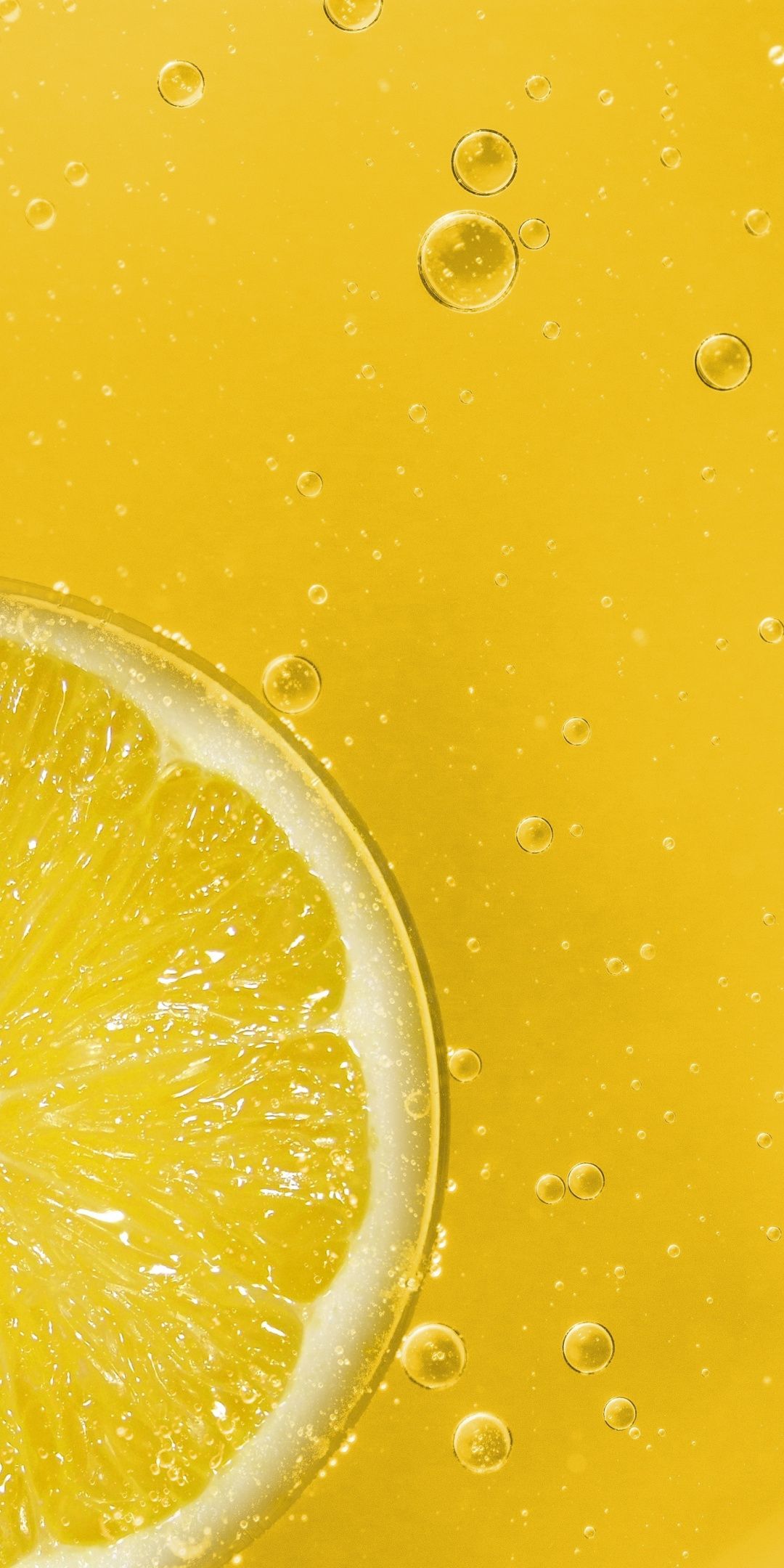 Wallpaper Lemon Slice Bubbles Close Up Honor