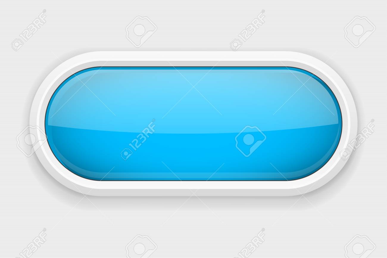 Blue Shiny Oval Button On White Matted Background Web Interface