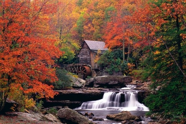 Autumn fall colours covered bridge Photography Pinterest