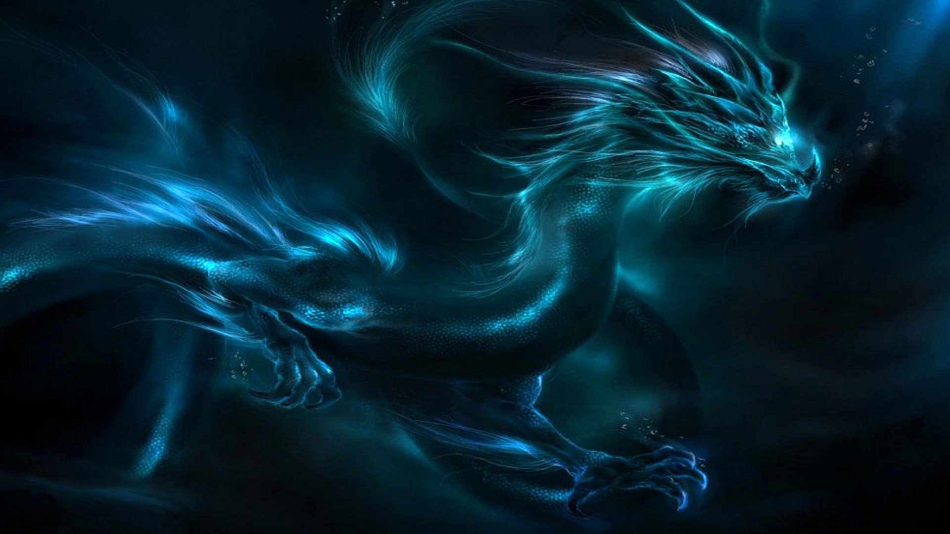 Full Fantasy Blue Dragon Wallpaper HD