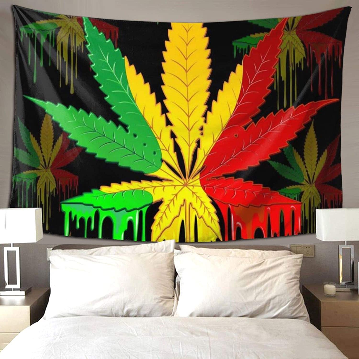 Amazon Marijuana Leaf Hippie Art Tapestry Weed Psychedelic