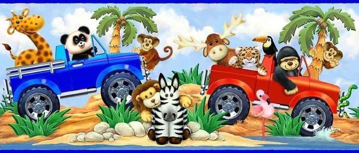 Safari Jeep Animals Wallpaper Border