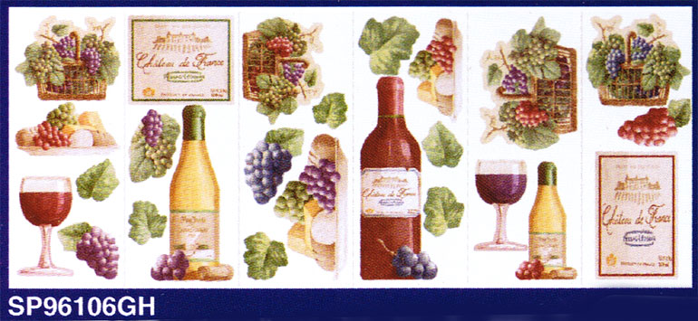  BOTTLE of WINEGRAPES Set of Wallpaper Border Stickers SP96106GH
