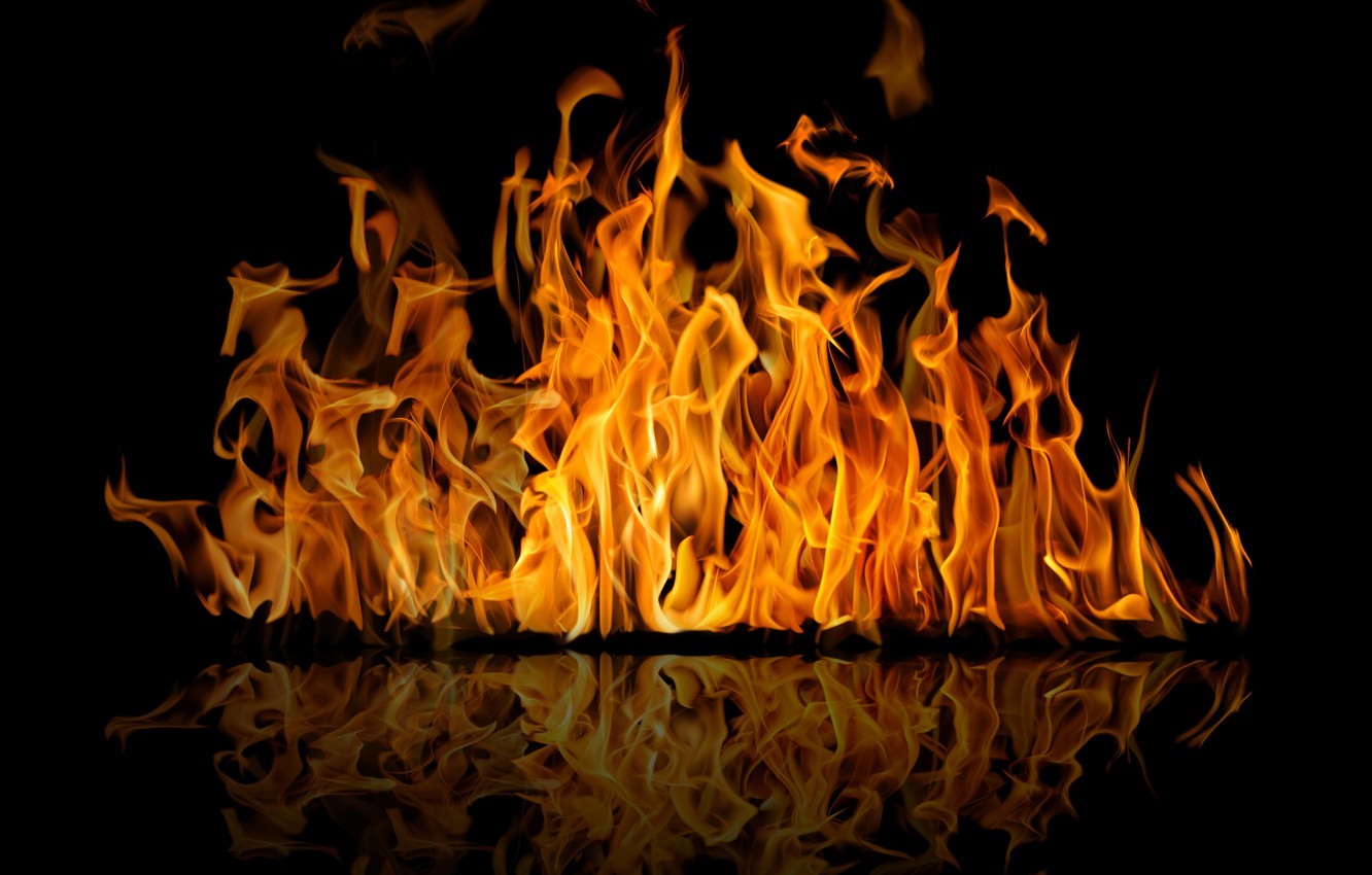 Wallpaper Reflection Background Fire Flame Black