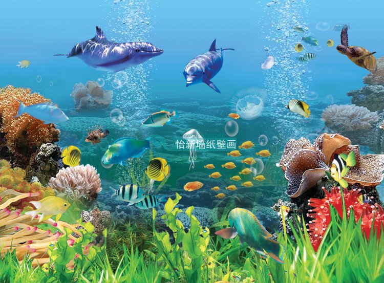 Shipping Year 3d Large Mural Wallpaper Underwater World