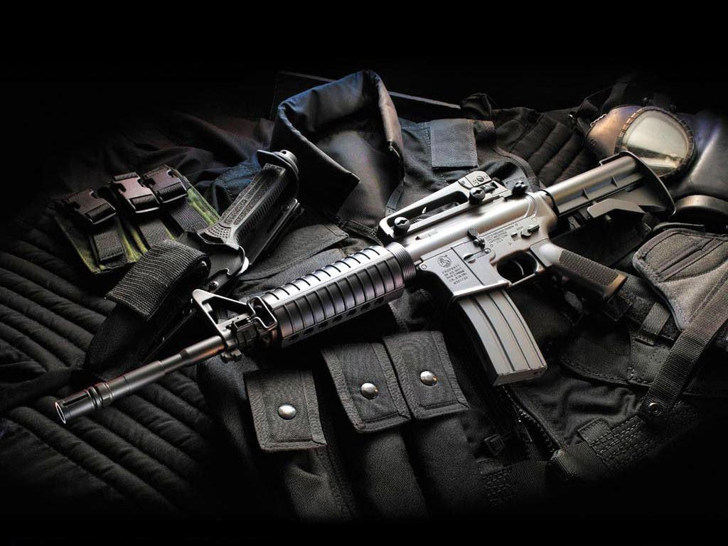 M16 Assault Rifle With Bullet Proof Vest HD Gun Desktop Wallpaper