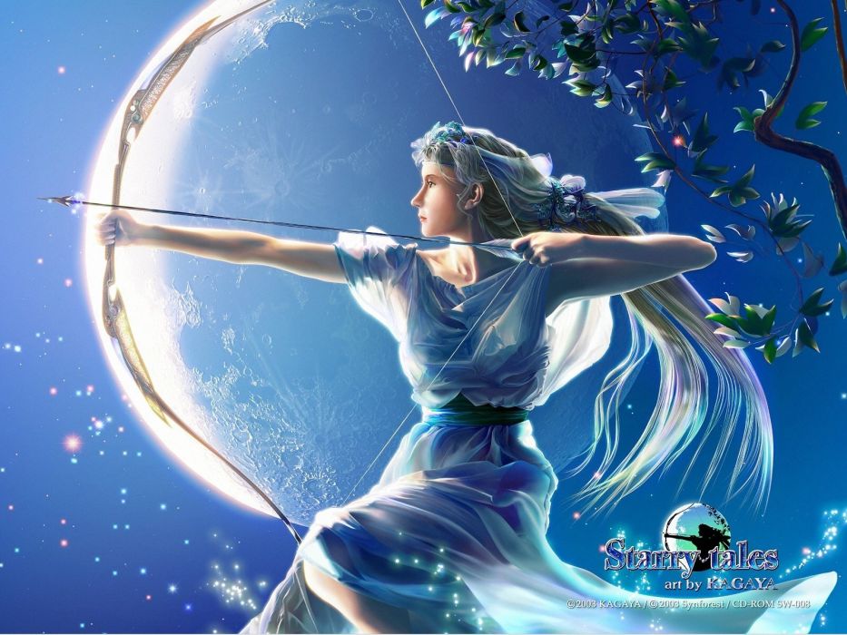 Fantasy art Goddess Kagaya Yutaka mythology Artemis wallpaper