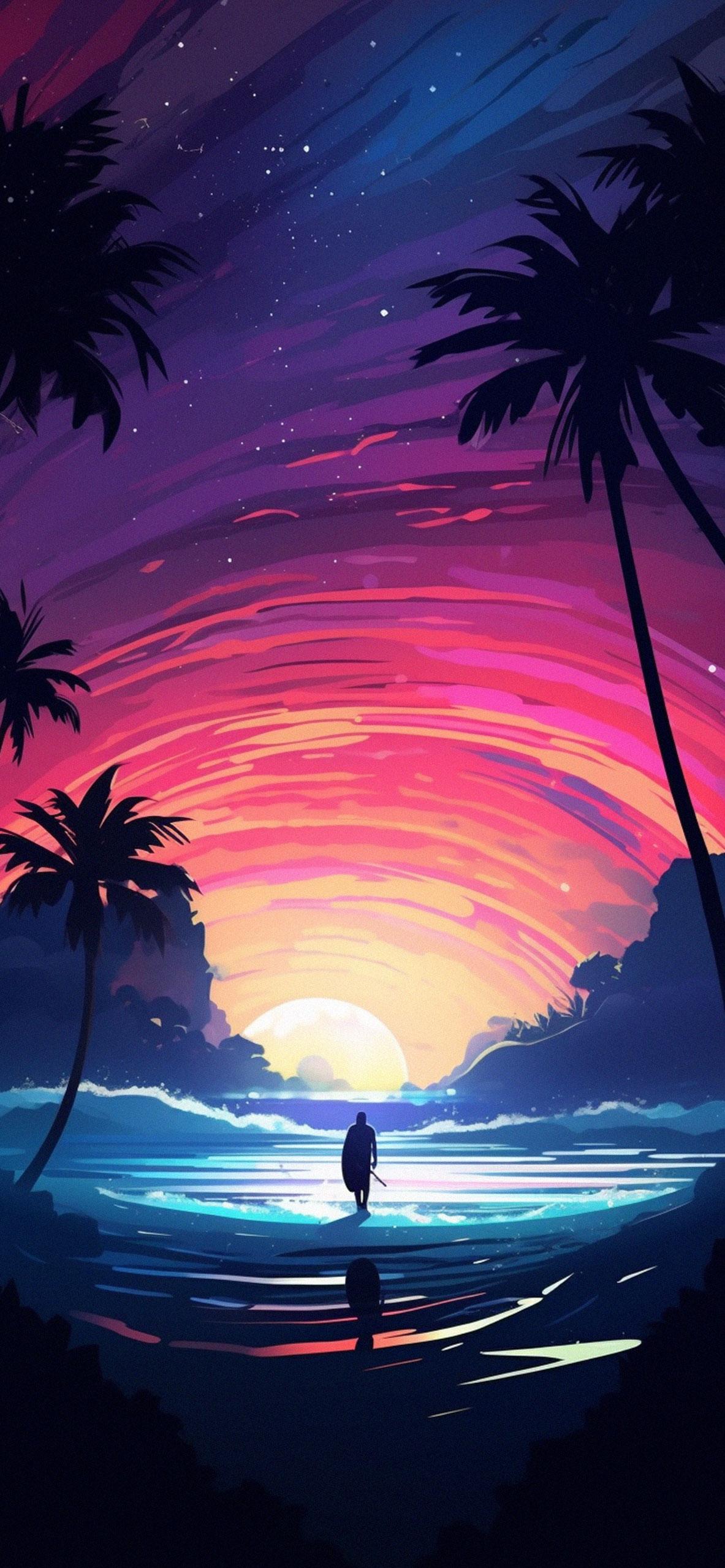 Beautiful Sunset Surfer Wallpaper Best HD Summer