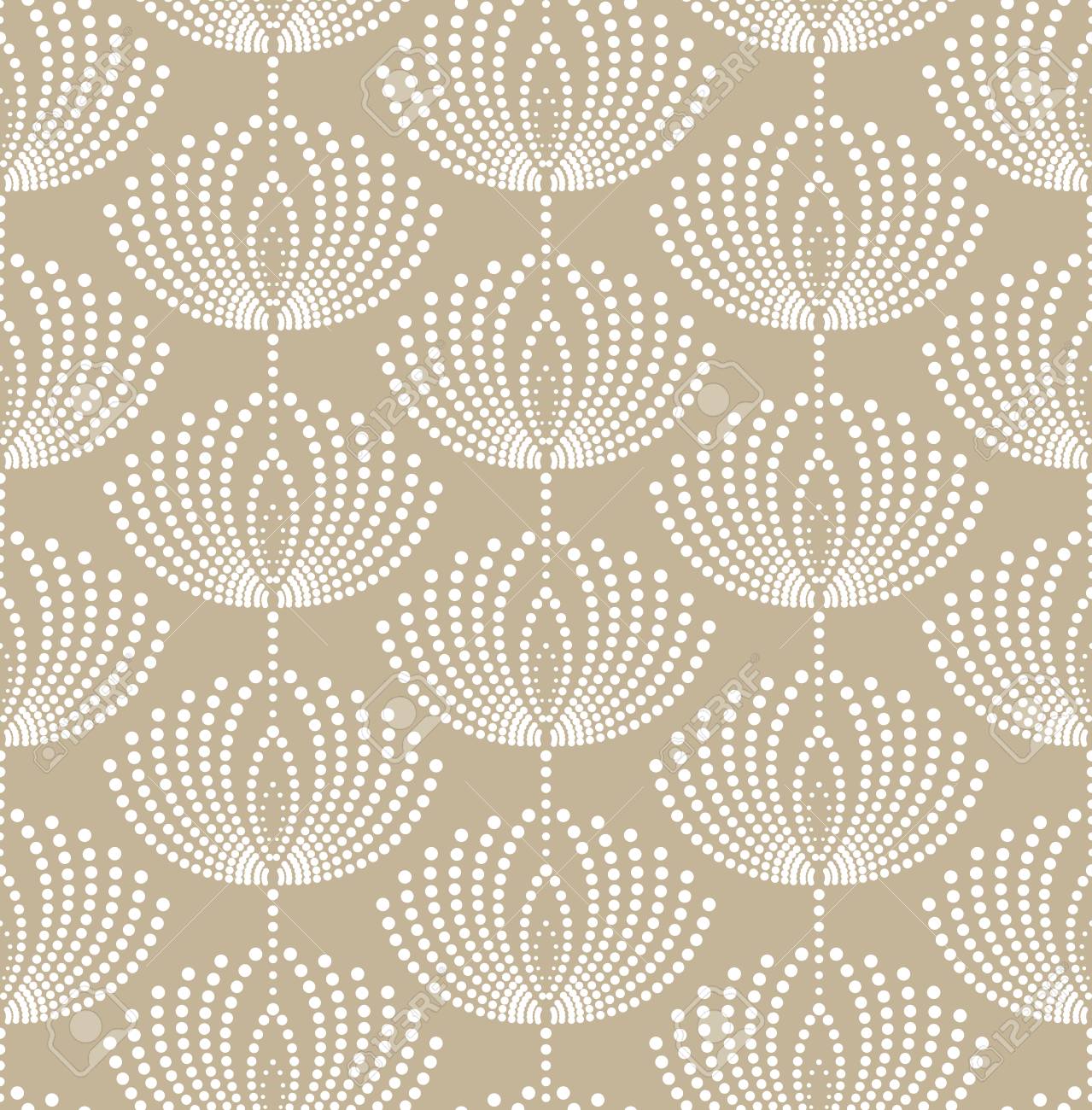 Floral Pattern With Points Wallpaper Seamless Background Beige