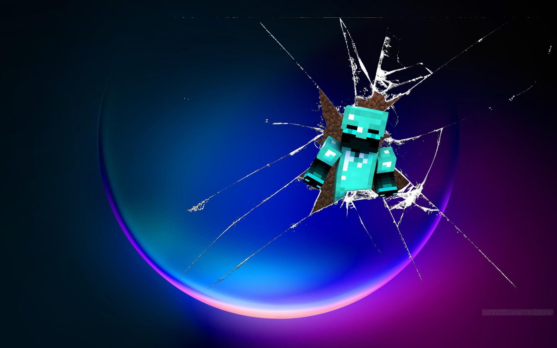 Minecraft Wallpaper Broken Desktop Blue Space By Zenderdiamondz