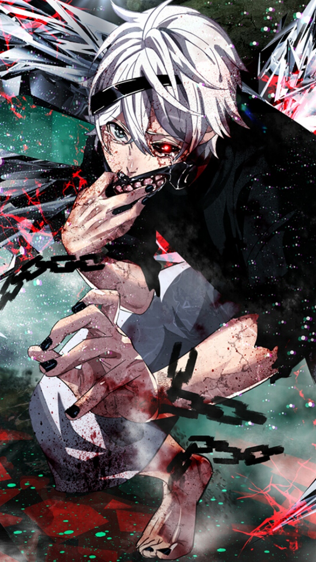 Tokyo Ghoul Man Art Chain Blood Wallpaper Background iPhone 5s