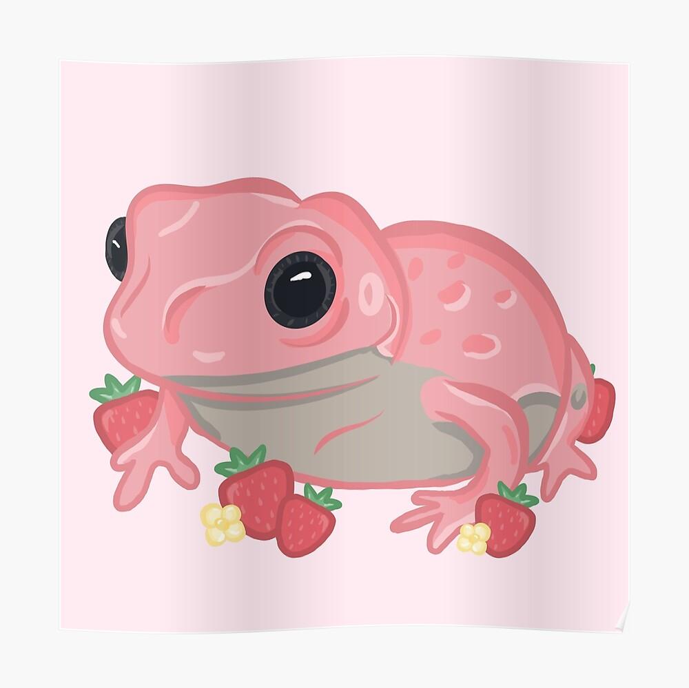 Pink Strawberry Frog Sticker For Sale By Roserinart