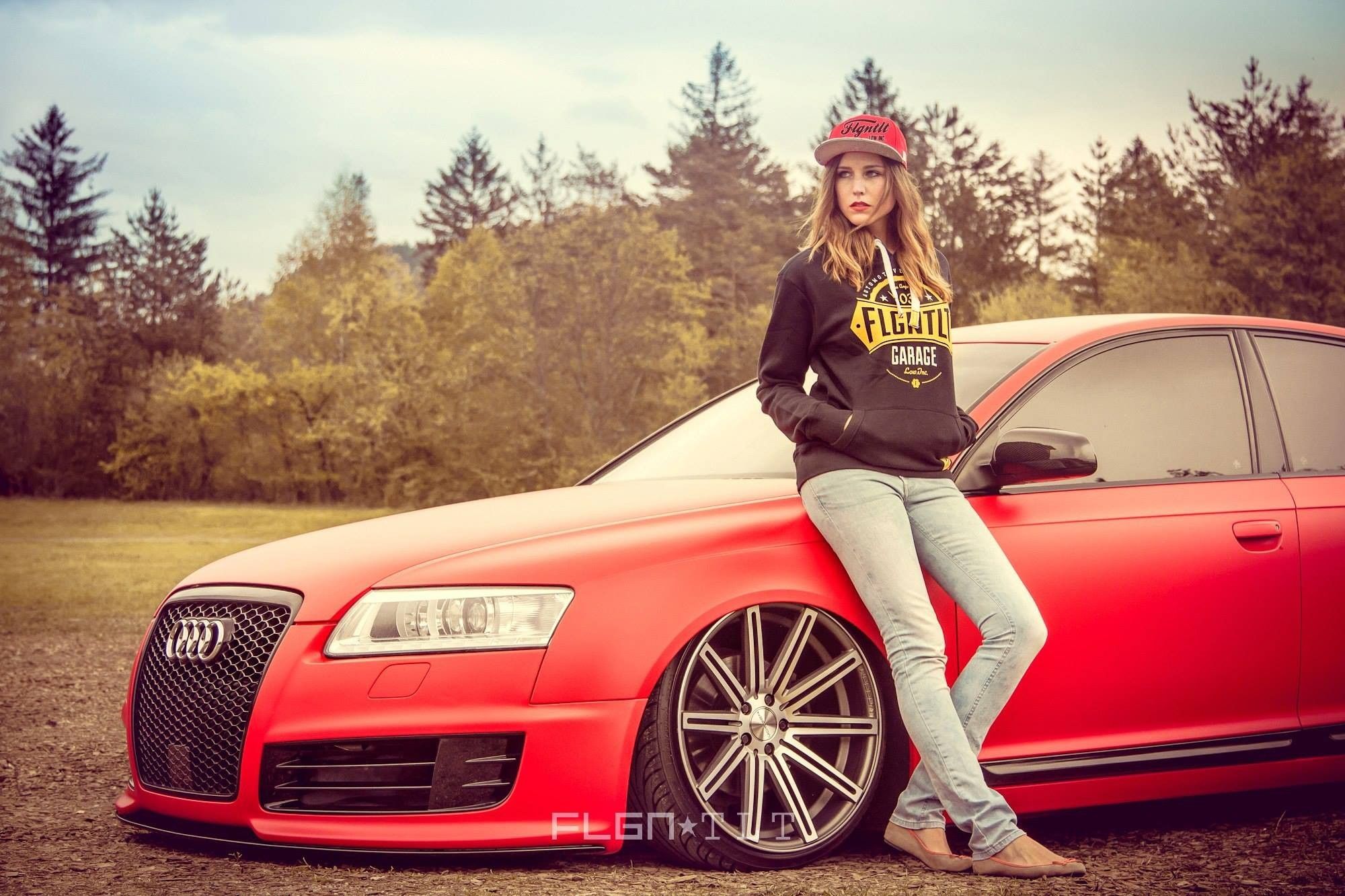 Girl With Audi Car Wallpaper Red Cars