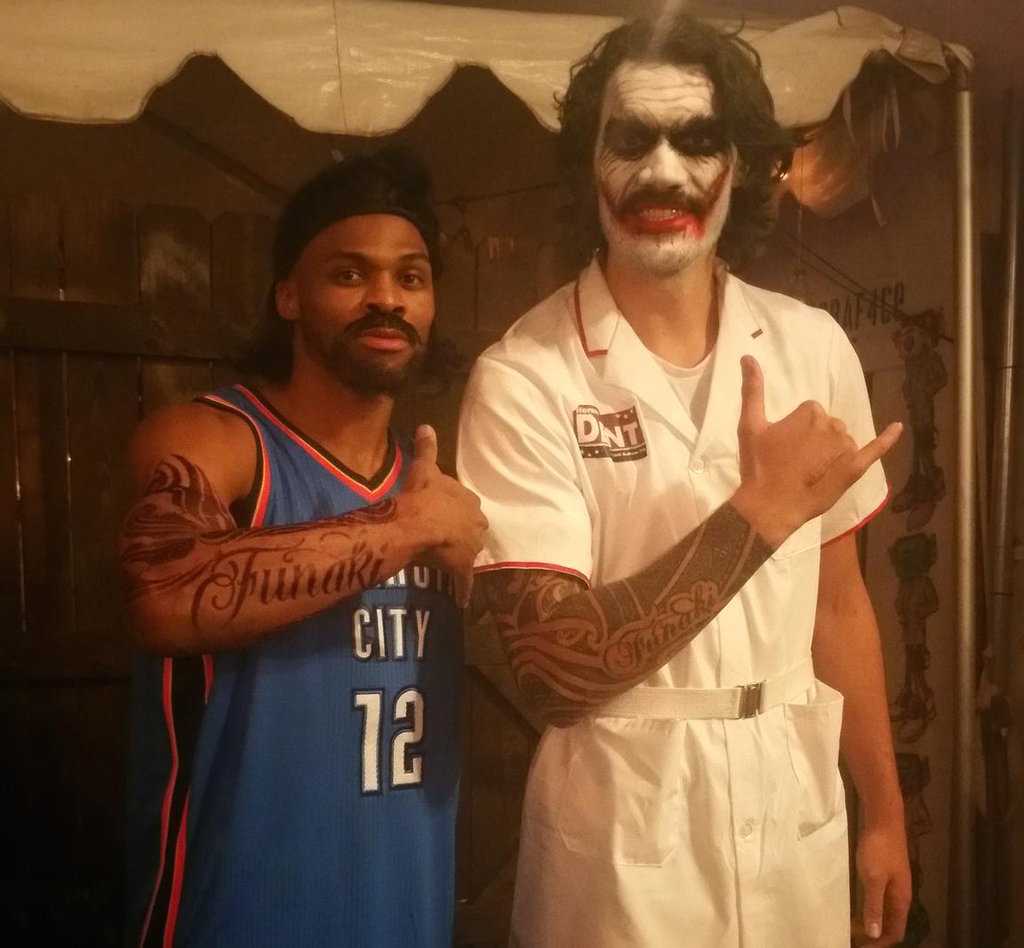 Russell Westbrook Dressed Up As Steven Adams For A