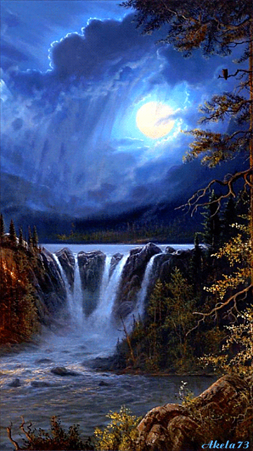 Moon Waterfalls Gif S Art Beautiful Variados Places Gifs