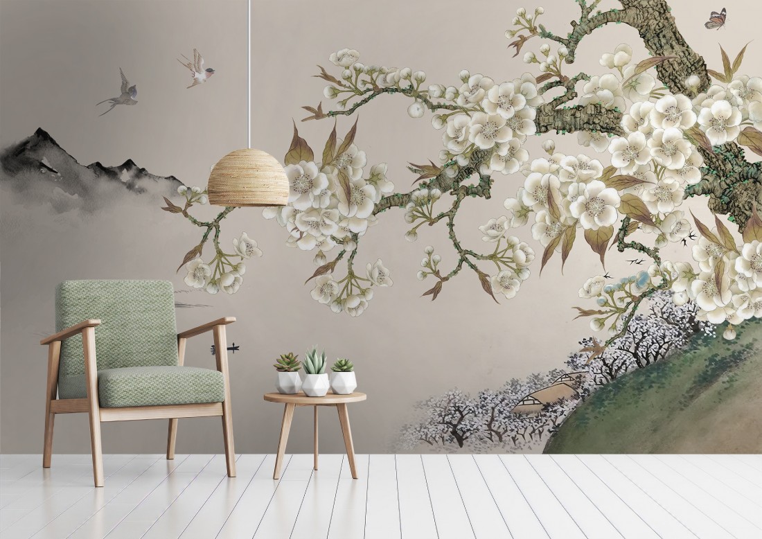 Retro Plum Blossom Wallpaper Mural Wallmur