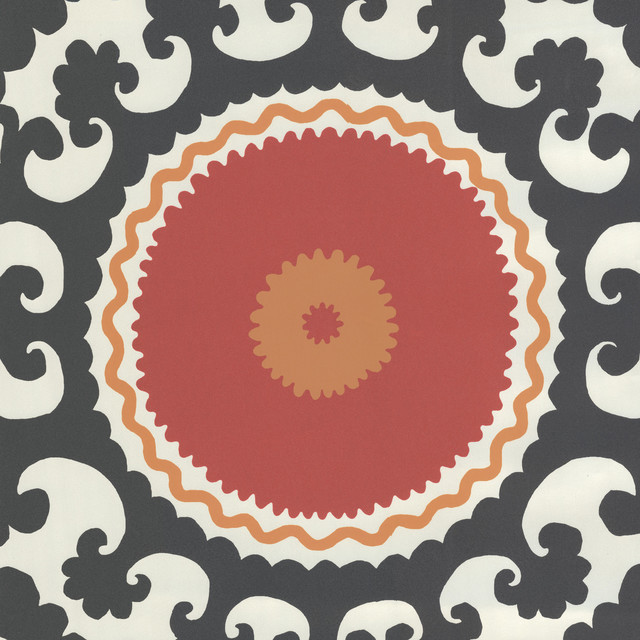 Red Modern Medallion Wallpaper Swatch   Contemporary   Wallpaper   by