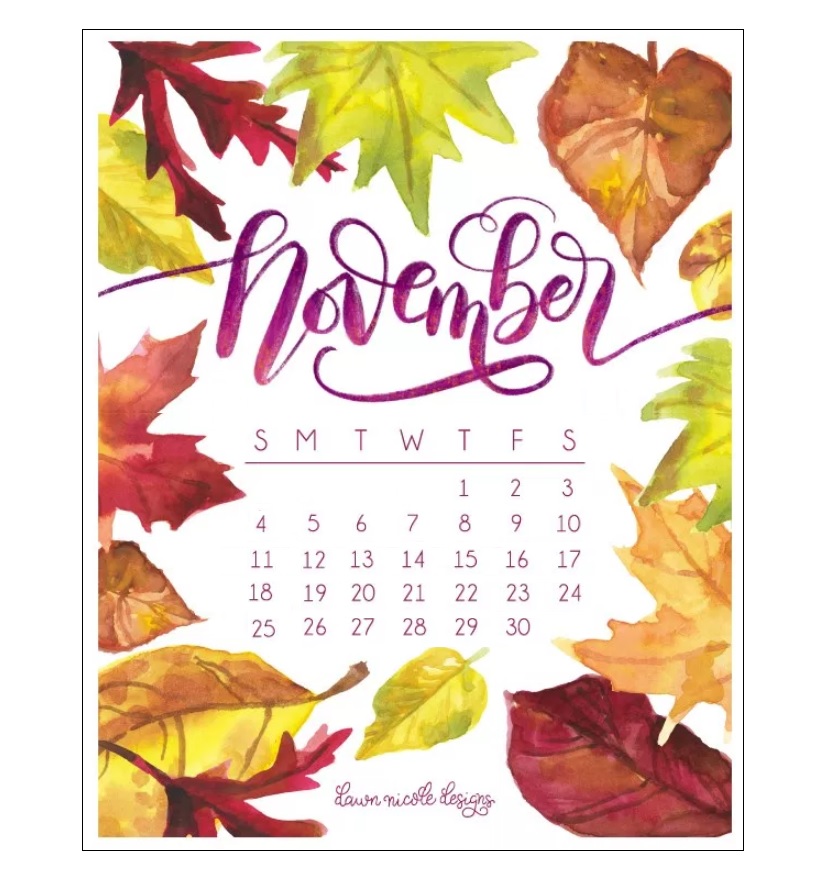 Cute November Calendar Wall Floral Designs Image Pictures