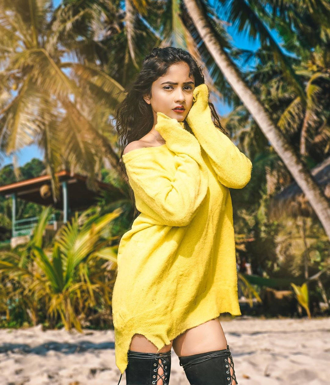 Nisha Guragain Yellow Dress Black Boots 2yjdokcpm12uzu4p Wallpaper