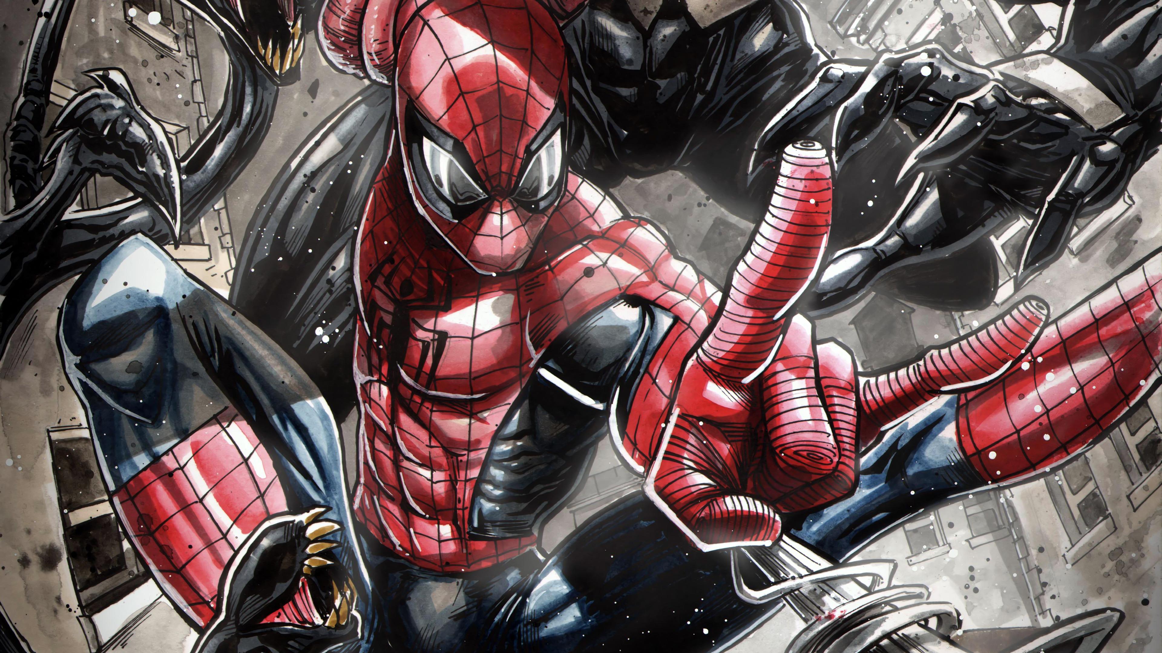 Spider Man Web Shoot Marvel Comics 4K Wallpaper 42922