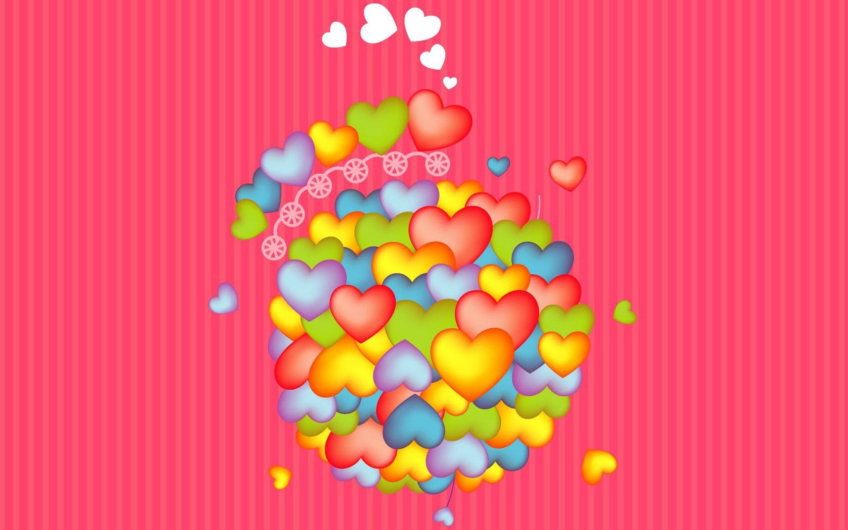 Colorful flaoting hearts wallpaper
