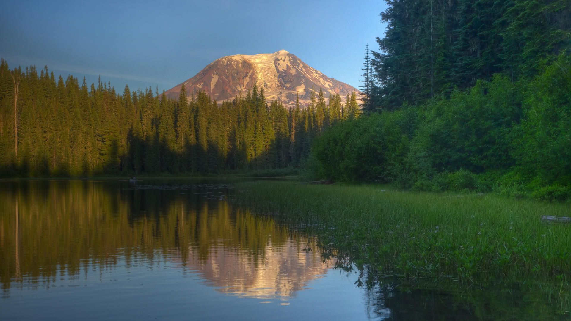 Ollalie Lake Mount Adams Washington Desktop Wallpaper Nr