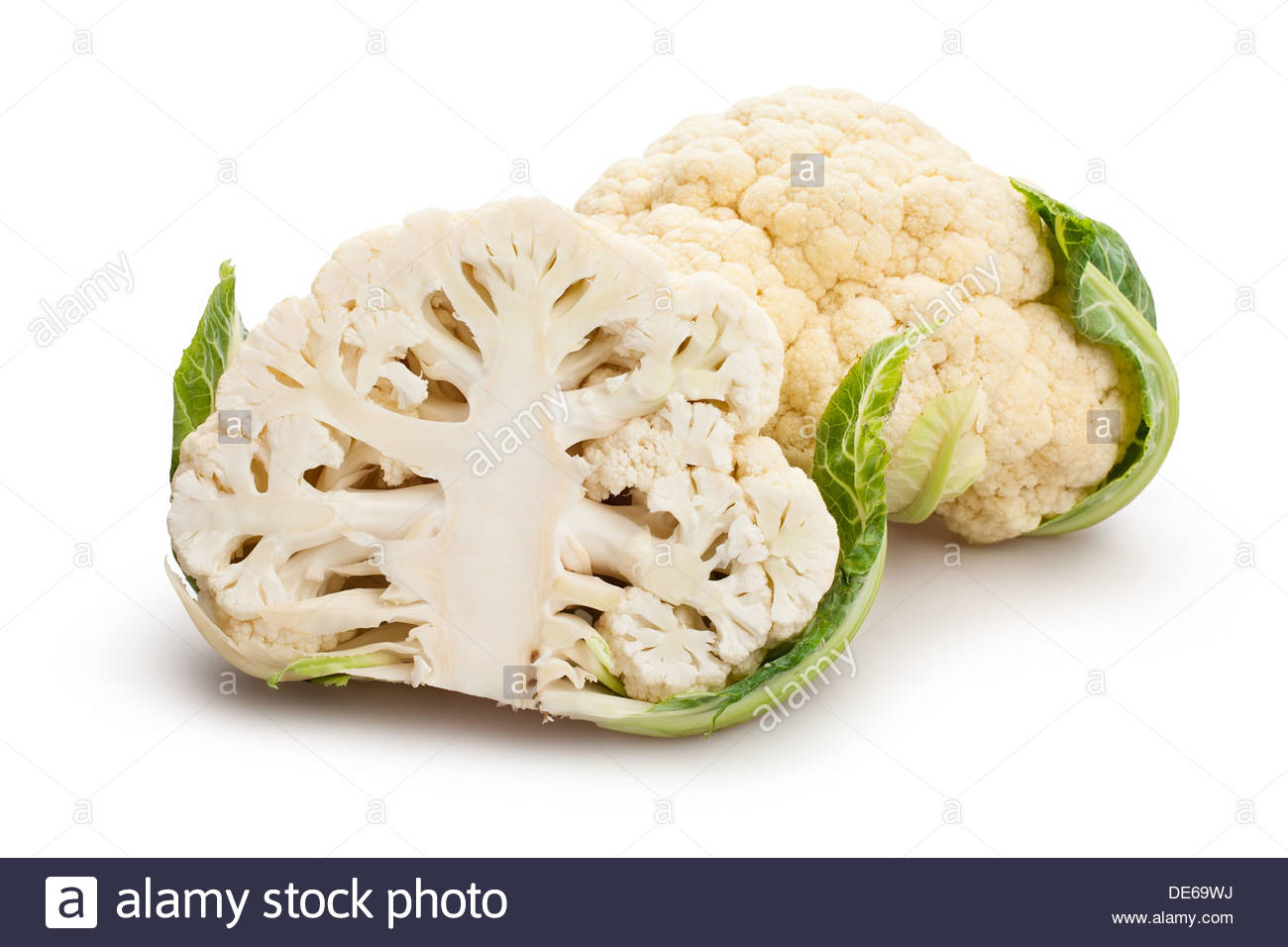 Cauliflower Cut On White Background Stock Photo