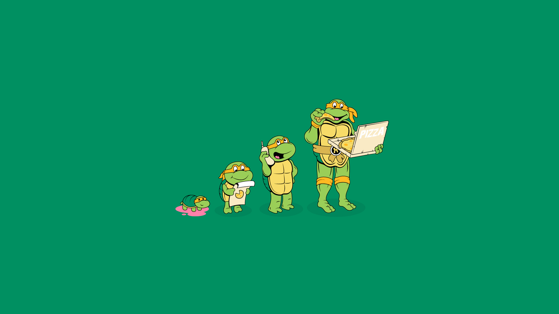 Teenage Mutant Ninja Turtles Michelangelo Pizza Green Turtle Humor