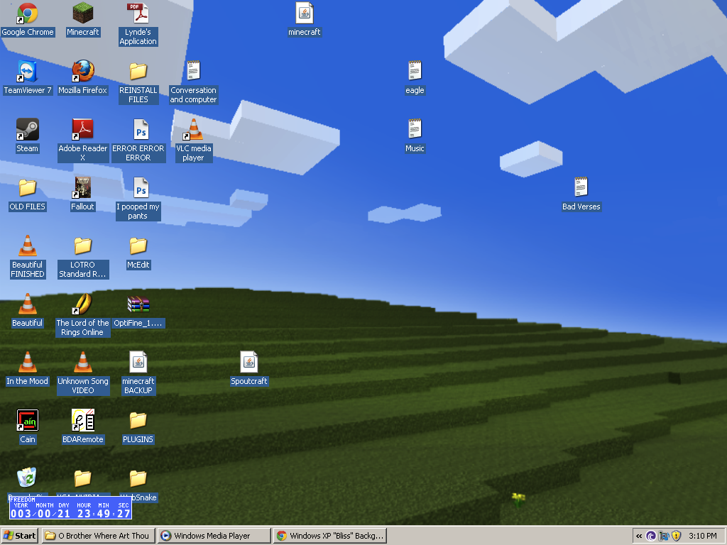 Windows Xp Bliss Desktop Background Recreated In Minecraft