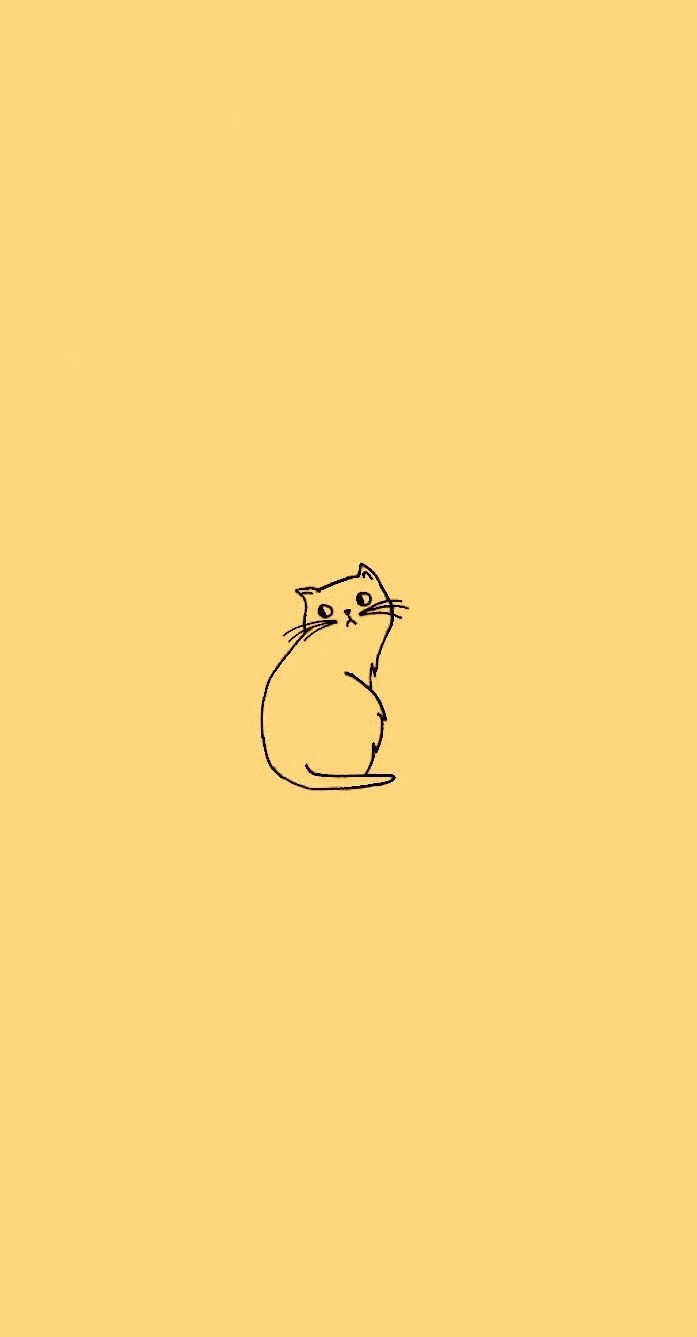 Cat Doodle Wallpaper In Sunflower Yellow Edit From Original