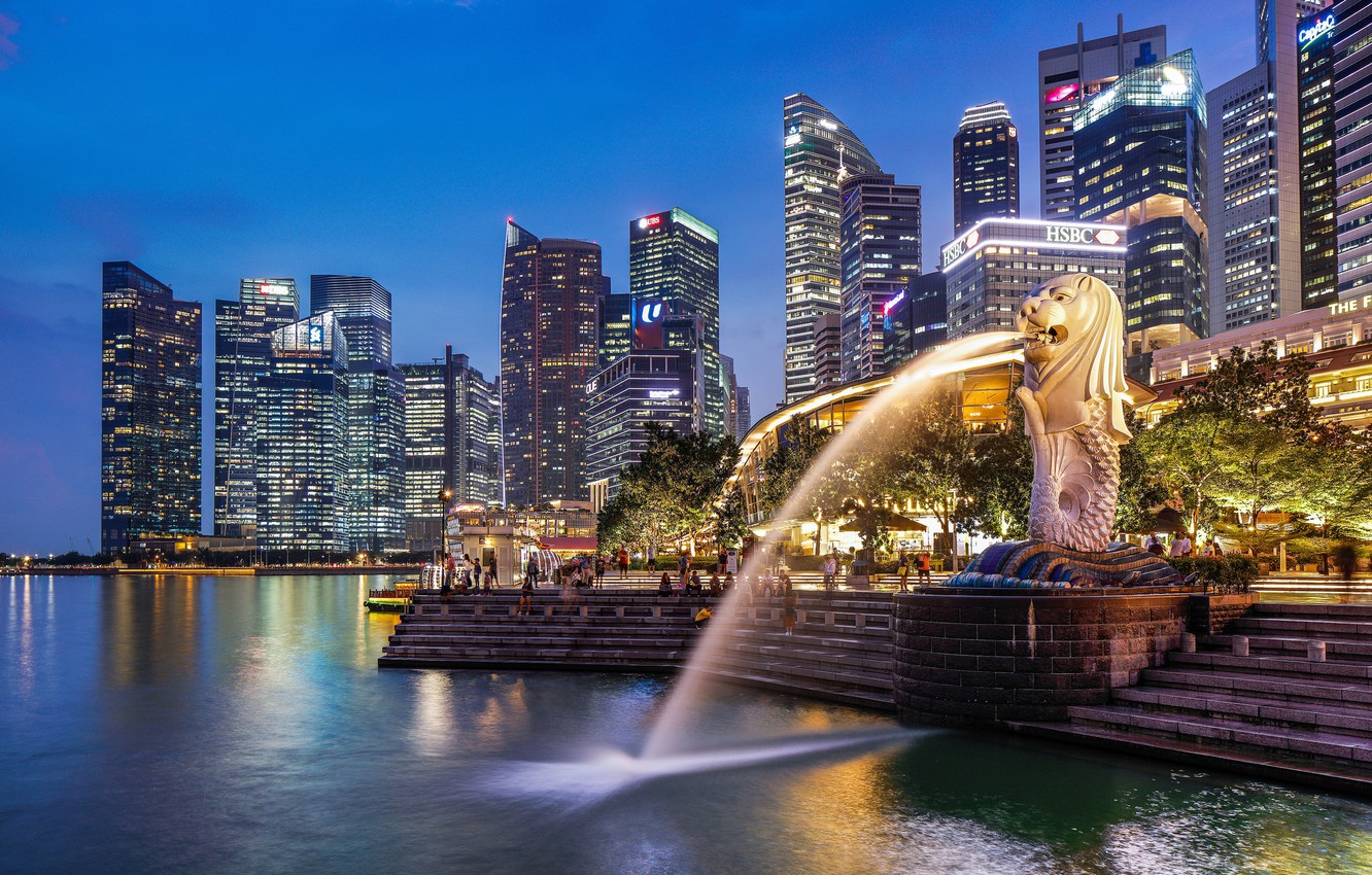 Wallpaper The City Singapore Fountain Merlion Park