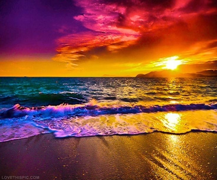Colorful Sunset Over The Ocean Pictures Photos and