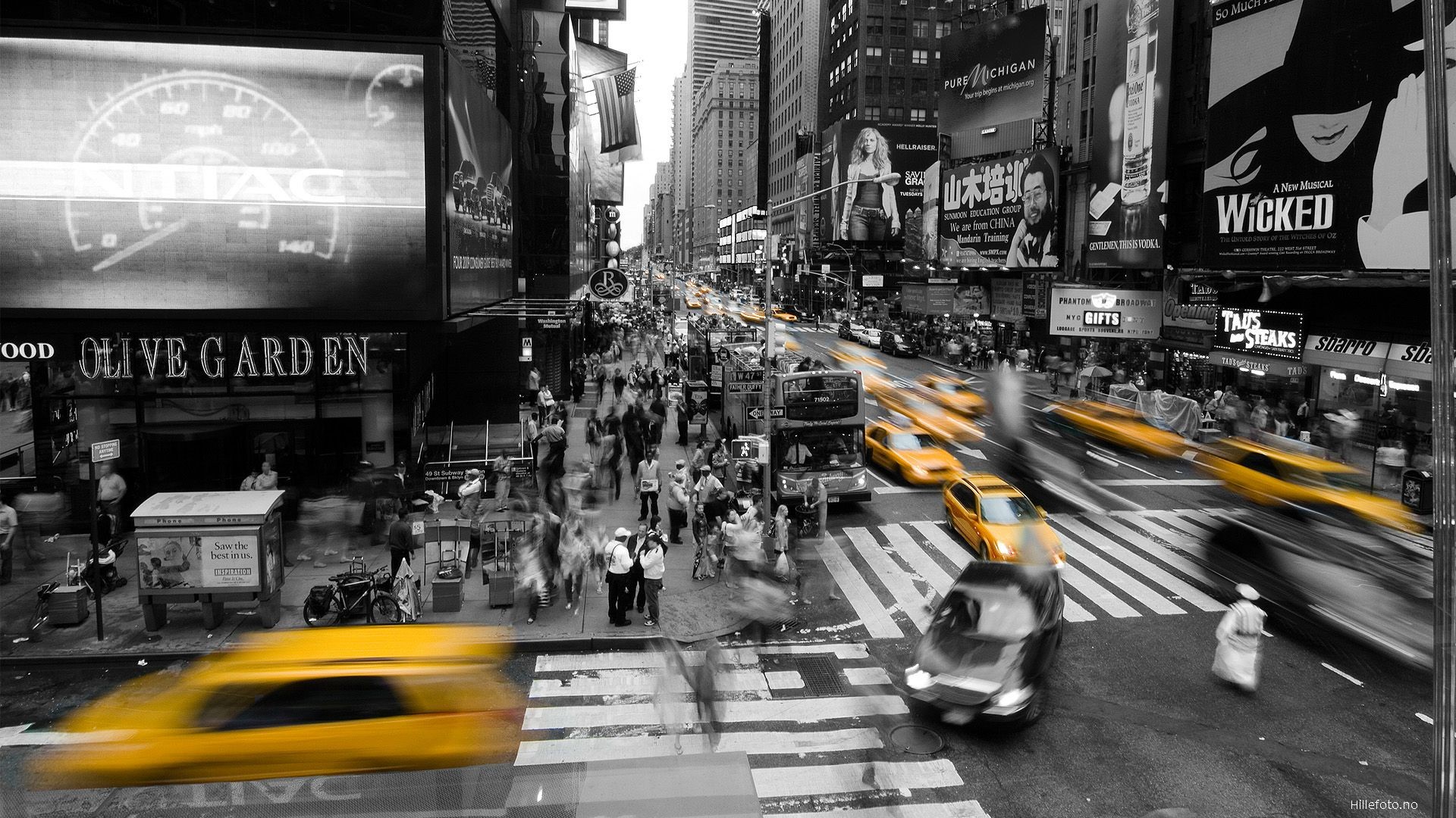 Wallpaper New York City Taxi Selective Coloring Street