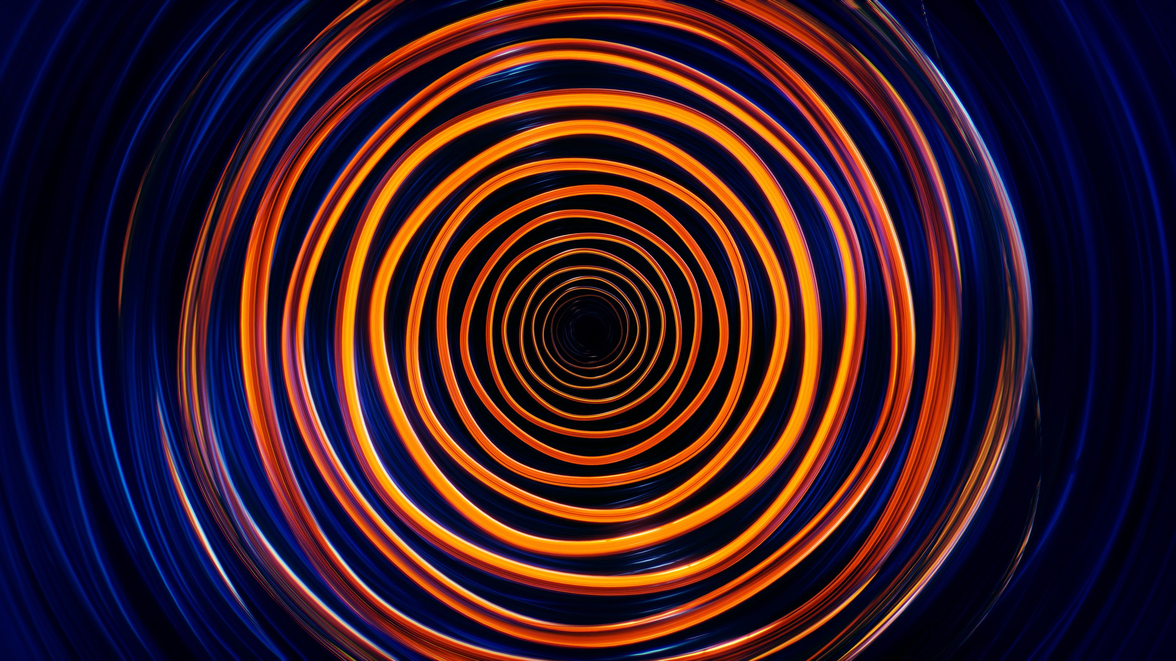 Circles Neon Waves Colorful Orange Dark 4K 4K wallpaper