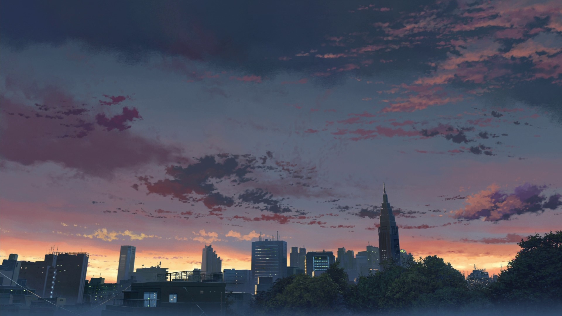 Blue Anime Aesthetic City Wallpaper