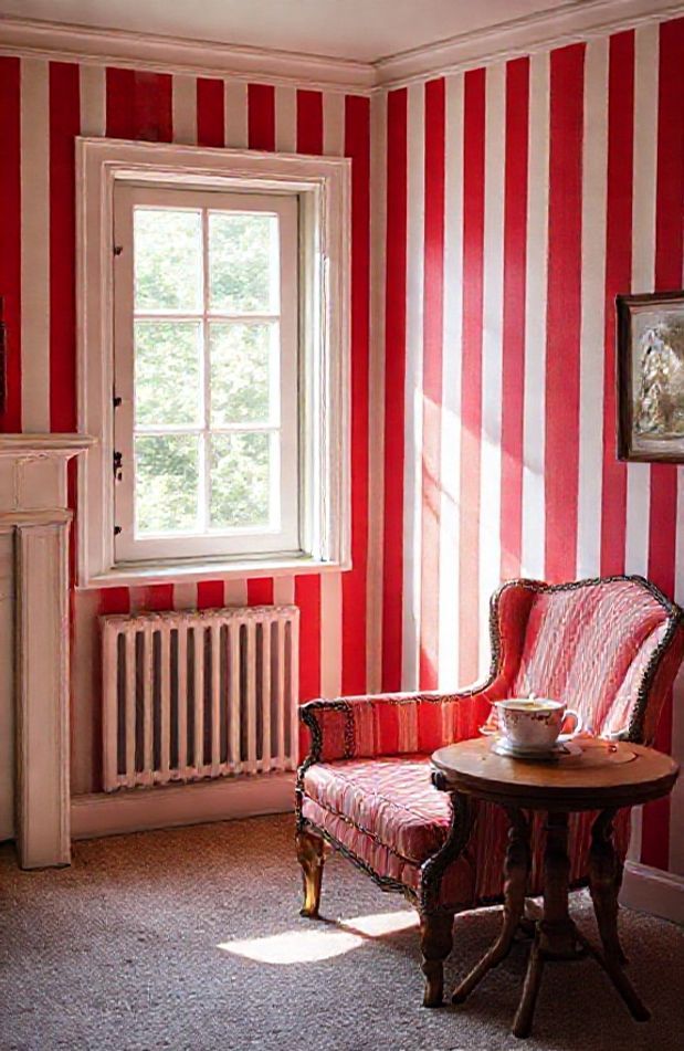 Red And White Striped Wallpaper