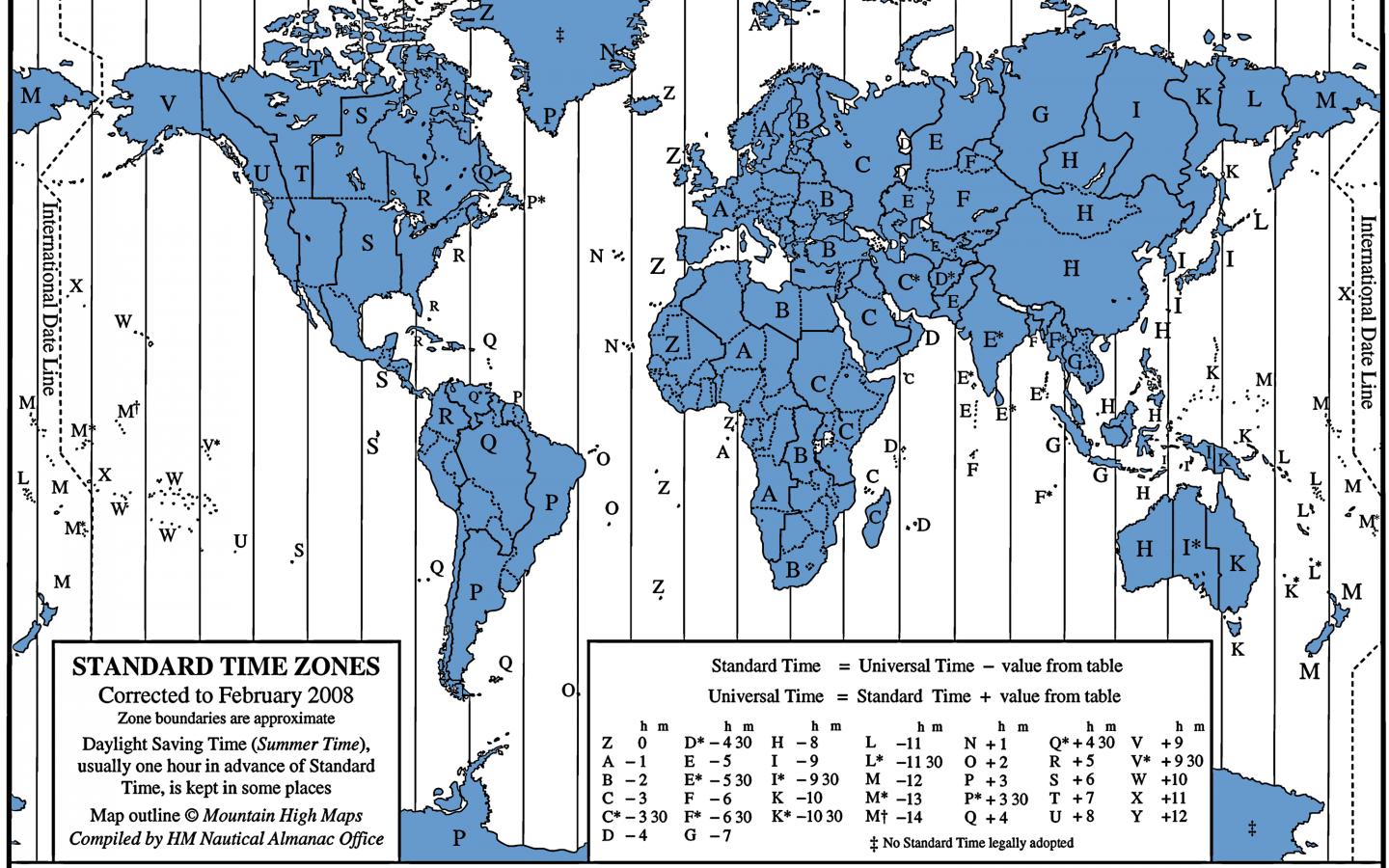 map of world time zones