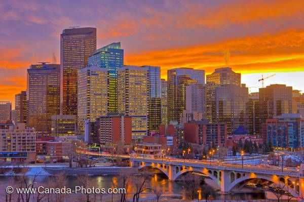 Calgary City Skyline Sunset Alberta Photo Travel Idea Canada