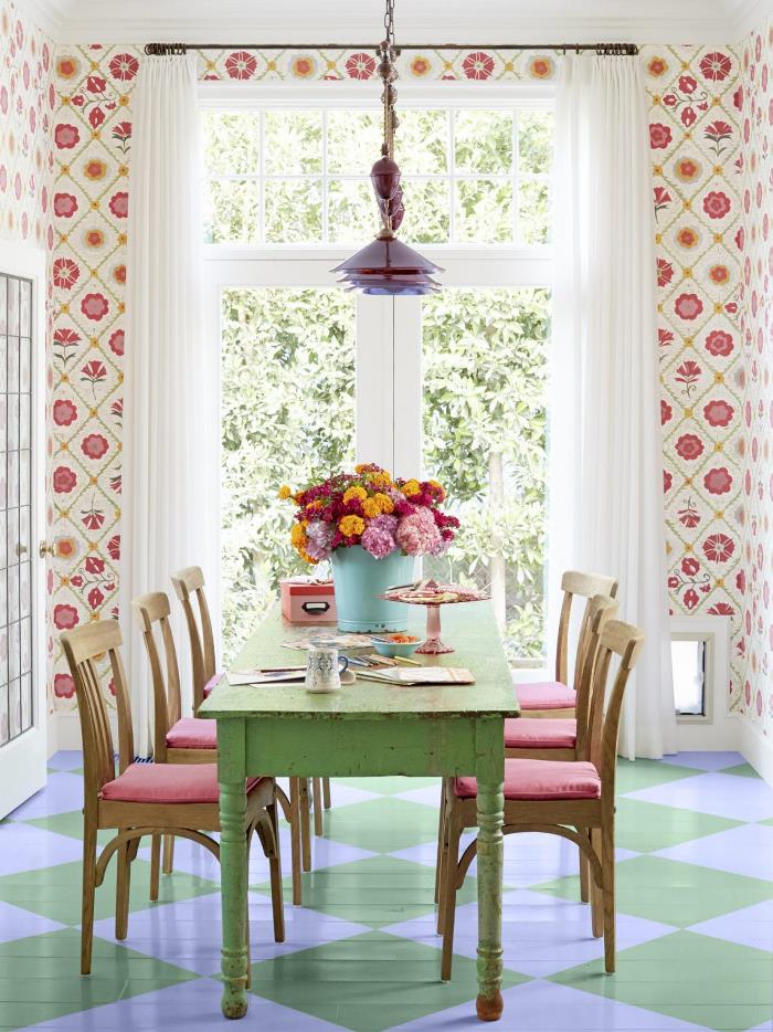 Fanciful Floral Wallpaper for the Dining Room 700x934