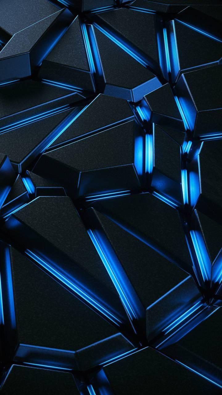 Cool Neon Blue Lines Creating Different Shapes Wallpaper