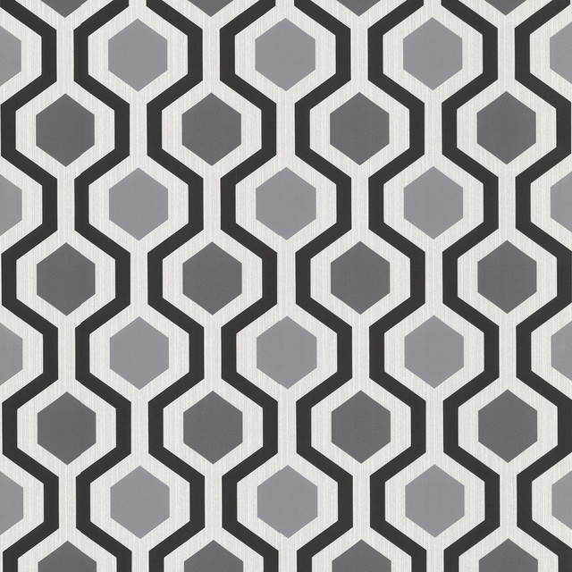 Modern Geometric Black And White Trellis Wallpaper Contemporary