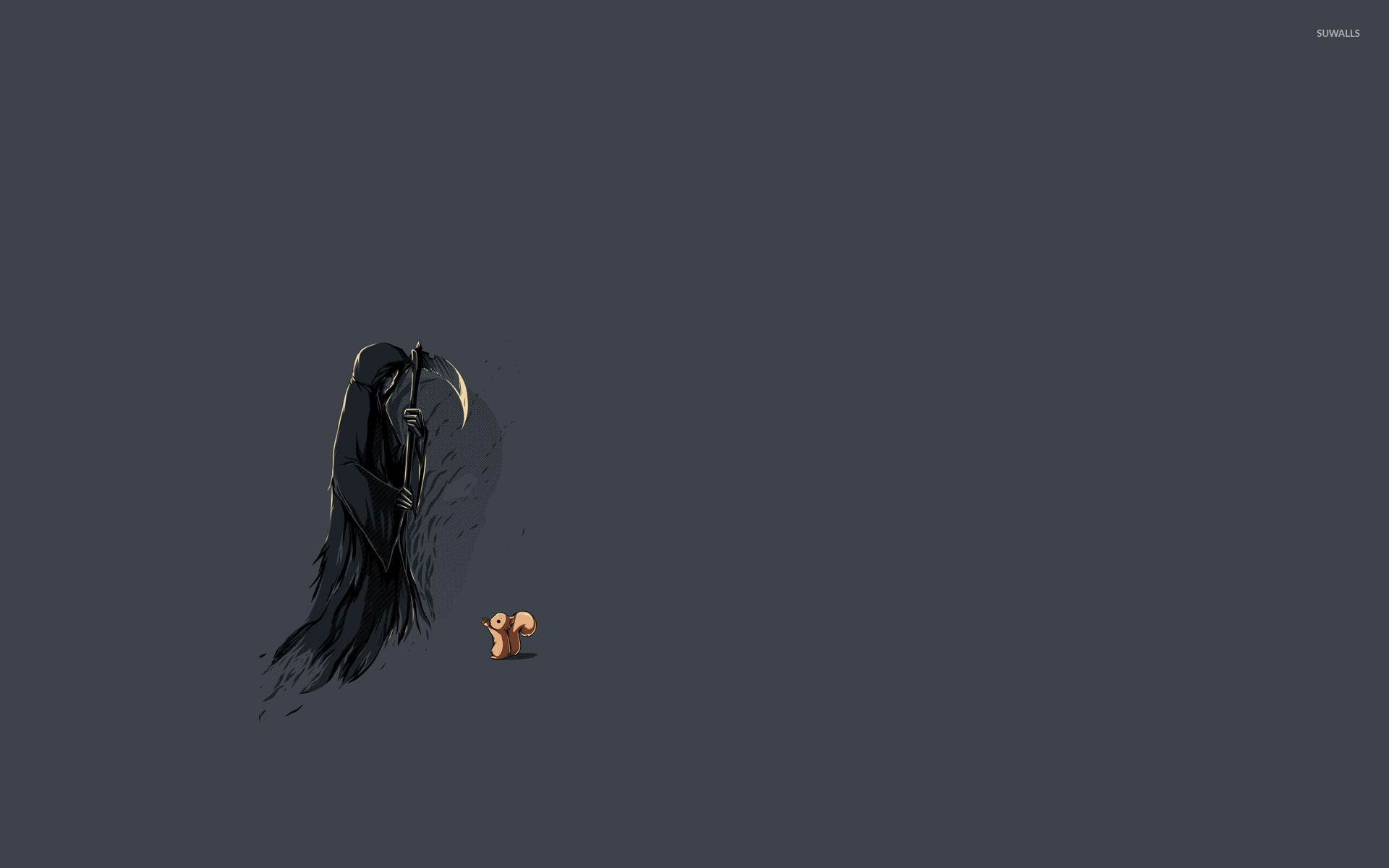 Squirrel And The Grim Reaper Wallpaper Funny