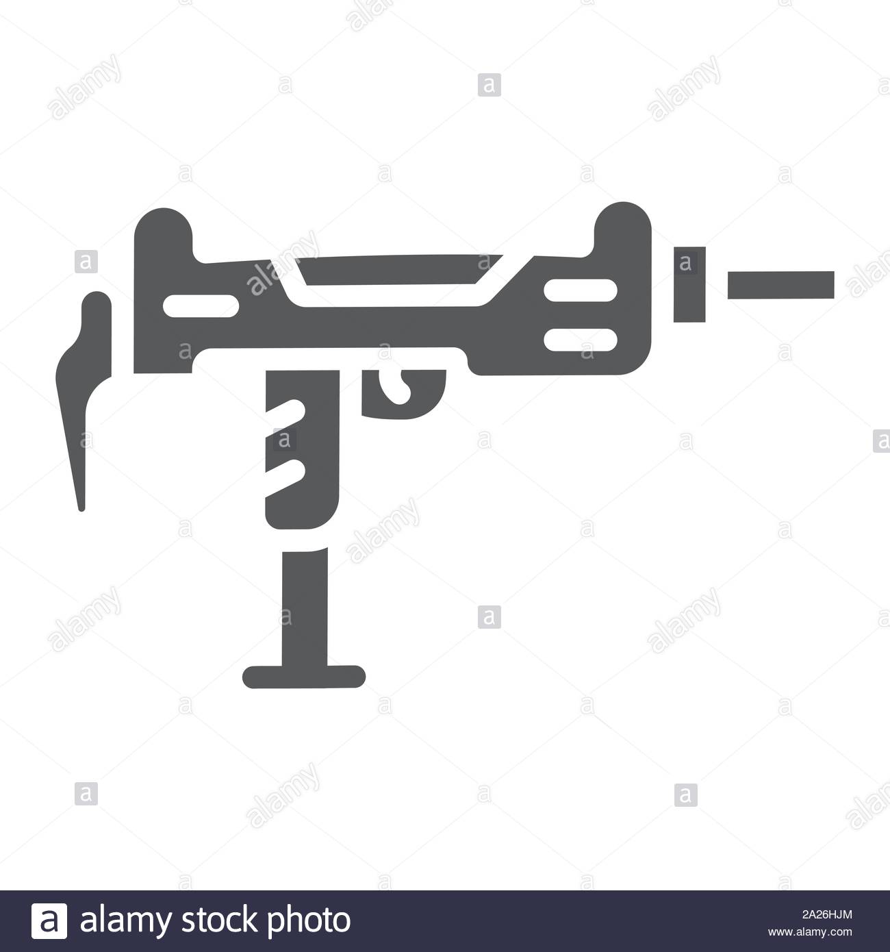 Uzi Gun Glyph Icon Army And Military Machine Sign Vector