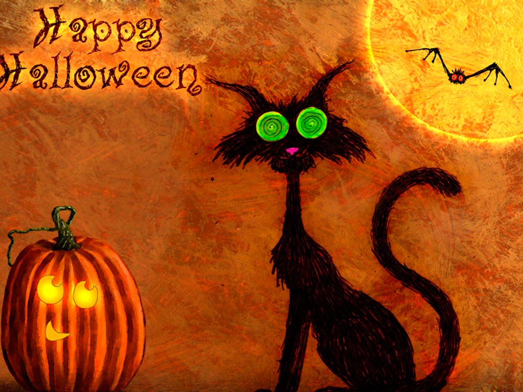 Happy Halloween Scary Cat Wallpaper