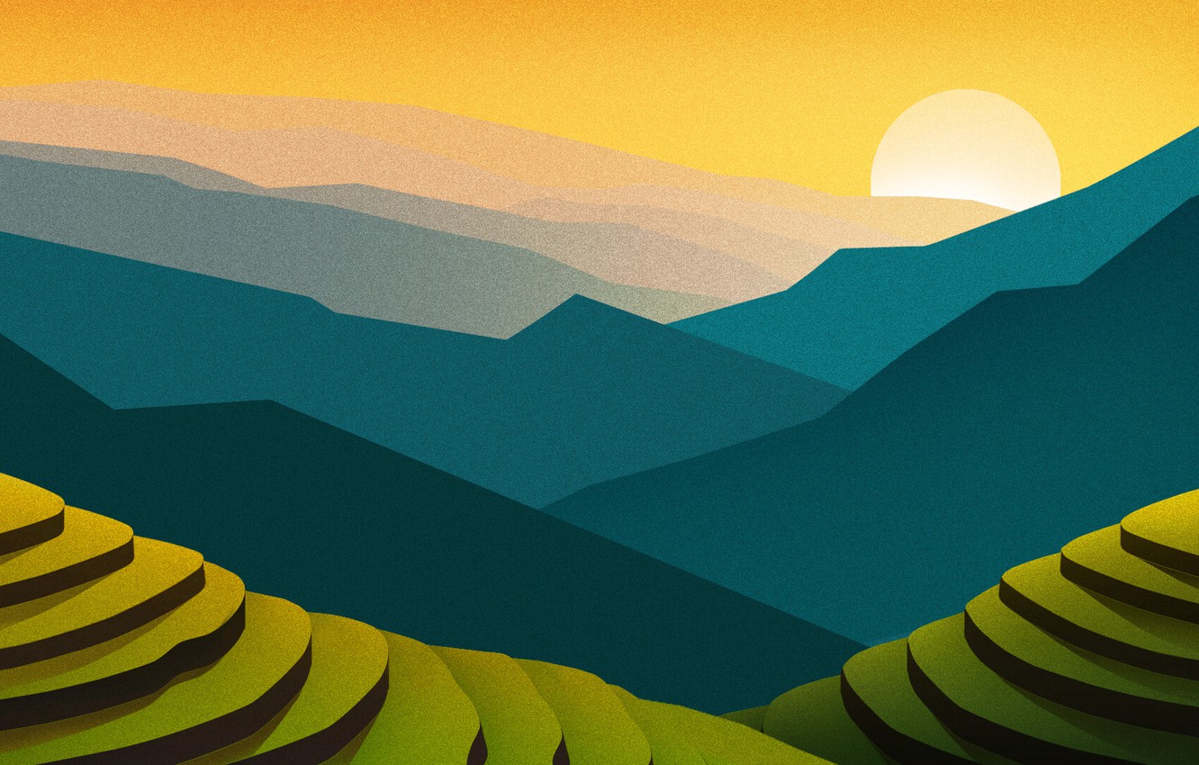 Wallpaper Sunset The Sun Nature Minimalism Mountains Mountain